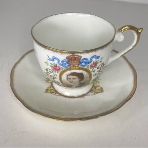 Vintage 1953 Queen Elizabeth II Coronation Teacup Saucer Anne China England